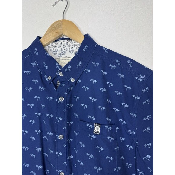 Alexander Julian Men’s Large Button Down Short Sleeve Shirt Blue Hawaiian Design - Picture 4 of 14